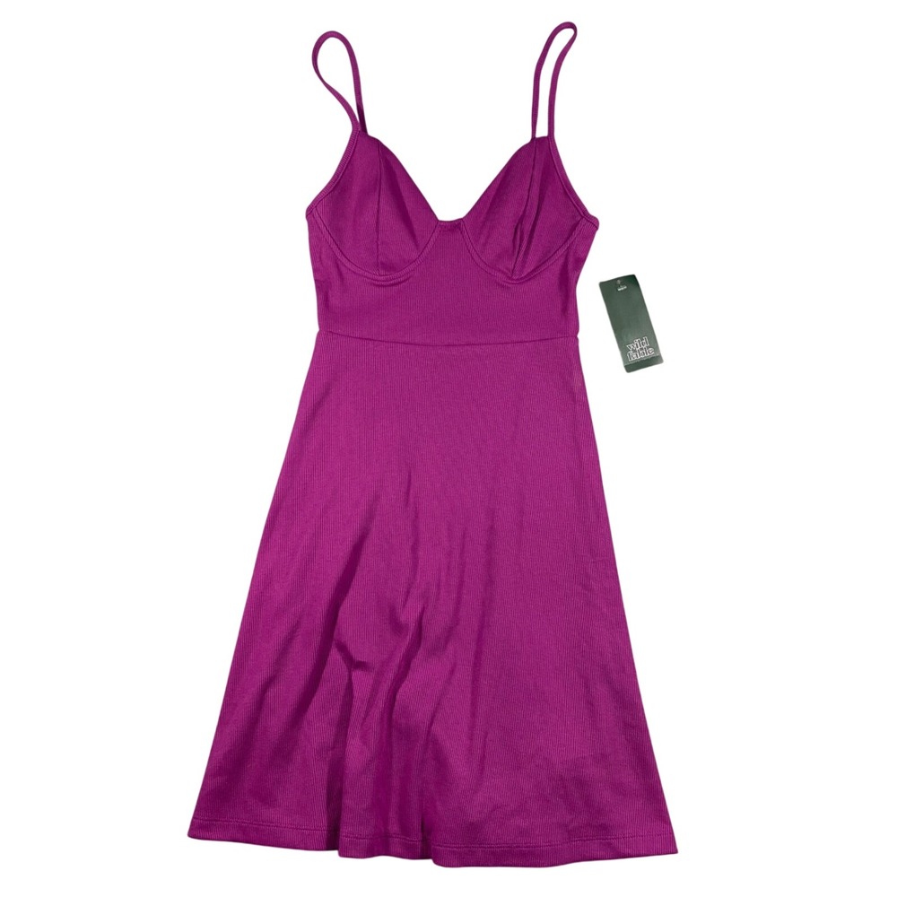 Wild Fable‎ Mini Dress Womens XXS Plum Purple Ribbed Bustier Skater Strappy